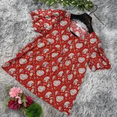 ✨KLEIN PLUS ✨サイズ40(L) 花柄パフスリーブシャツ 赤のサムネイル