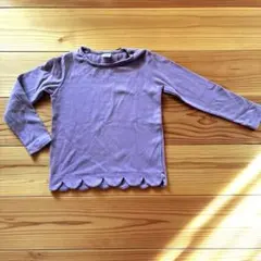 devirock紫 スカラップ裾 バックリボン付き 長袖カットソー　110