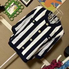 レトロ古着 ✦バブリー✦ ストライプ柄 ノーカラージャケット ヴィンテージ 古着