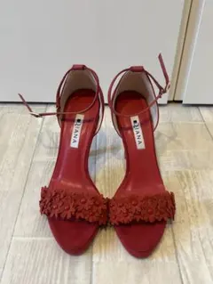 写真再掲載 DIANA ダイアナ 花モチーフサンダル レッド 23.5cm