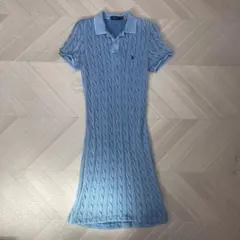 ポロ ラルフ ローレン レディース ワンピース ケーブルニット ブルー　Lサイズ