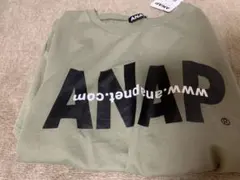 ANAP カーキ ロゴプリントトップス