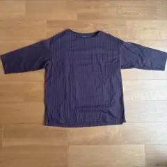 RAGEBLUE ネイビー ストライプ 七分袖カットソー M