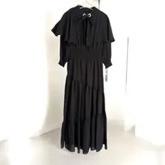 【新品タグ付き】ヤマダヤ FENNEL リボンロングワンピース M 黒 フリル