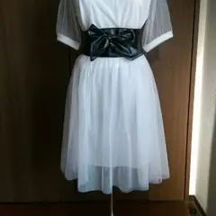 ひざ丈チュールスカート オフホワイト☆即購入歓迎！