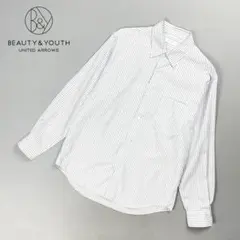 美品 ビューティー&ユース ストライプビッグシャツ 青 サイズM*GD128