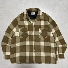 60s 70s Kmart ネルシャツ ウールシャツ チェック ブラウン 古着
