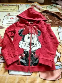 H&M　ミニーちゃん　スパンコール　ジップアップパーカー　120