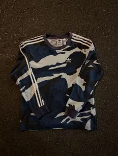 希少　カモフラ　迷彩　adidas アディダス トレフォイル 迷彩ブルー ロンT