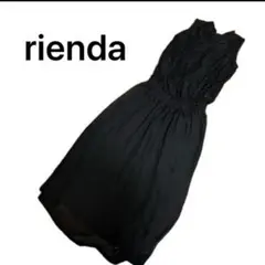 rienda ブラックレース切替ロングワンピース ノースリーブ フレア