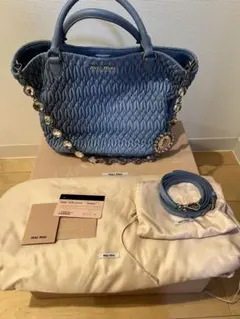 【超希少！美品！】miu miu キルティングハンドバッグ ブルー