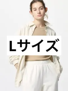 ユニクロ　ソフトリブクルーネックT Lサイズ ベージュ