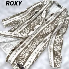 ♡美品♡ROXY 木のボタン付きカーディガン　ハイビスカス　グランジ 日本製