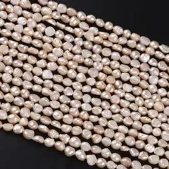 淡水パール　約4〜5ミリ　小粒 約34センチ　ピンク色　バロック　1連