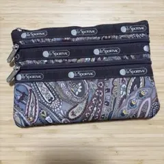LeSportsac ペイズリー柄 3ポケットポーチ