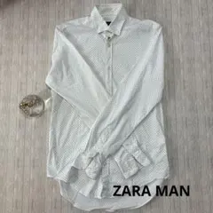 ZARA MAN ホワイト ドット柄 長袖シャツ　M