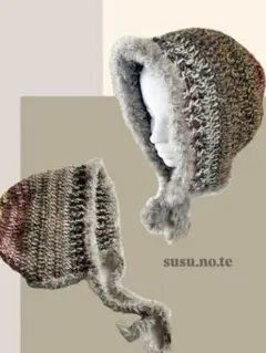 【即購入可能】ハンドメイド ボンネット バラクラバ 大人用 かぎ編み