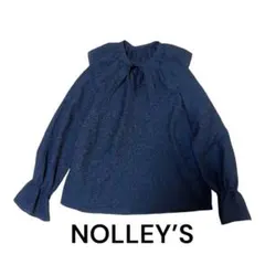 NOLLEY'S 黒　楊柳ジャガード襟取り外しブラウス　38サイズ　M 311のサムネイル