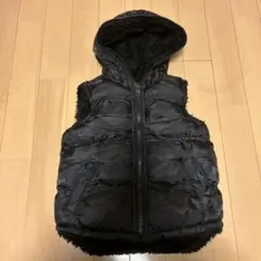 黒 フード付き ダウンベスト 110 リバーシブル