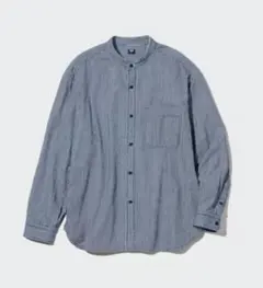 ※最終価格【L】ヒッコリーオーバーサイズスタンドカラーシャツ（長袖）ユニクロ