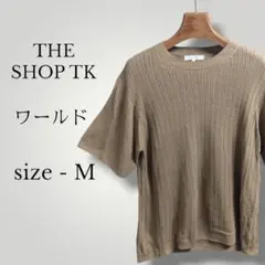 ザ ショップ ティーケー クルーネック Uネックストレッチ半袖リブニットセーター