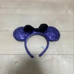 ミッキー耳カチューシャ 紫 キラキラ