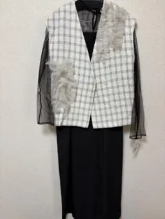 新品et.UNiVER 結婚式　ツイードベストシアーロングドレス　ワンピース