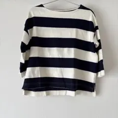 無印良品　太ボーダー七分袖Tシャツ M