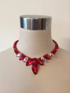 【k9プレミアムガラスストーン】赤 社交ダンス ベリーダンス ネックレス