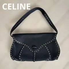 CELINEセリーヌ スタッズ黒革ハンドバックパーティーバック