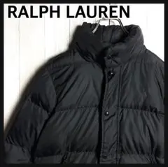 3339【人気オールブラック】90s ラルフローレン 刺繍ロゴ ダウンジャケット