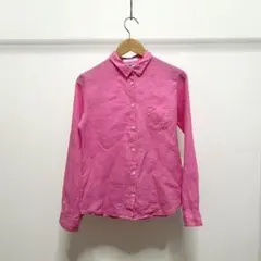 新品同様/WORLD BASIC/リネン/シャツ/長袖/ピンク/麻のサムネイル