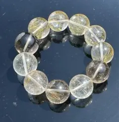 【パンダの工房】天然石パワーストーン巨大玉ゴールデンルチルクォーツブレスレット