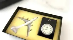 日本航空 アナログ時計と模型飛行機 セット