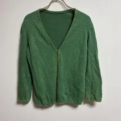✨良品✨ イトキン【Ｍ】カーディガン Vネック 長袖 リネン 薄手 緑のサムネイル