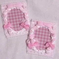 ホイップデコ トレカケース ペア 量産型 ガーリーリボン ピンク いちご ♡