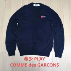 希少 プレイコムデギャルソン ダブルハートワッペンロゴニット セーター 紺