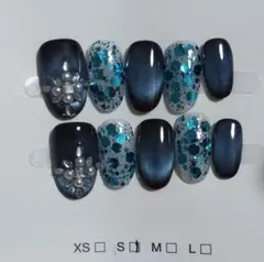 A6ダークブルー グラデーション ネイルチップセットSサイズ10個セット