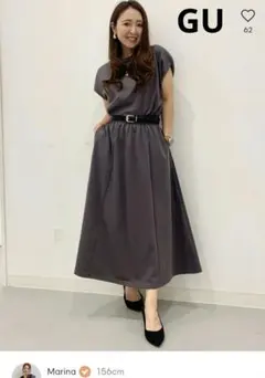 GU♡フレアスカートセットアップ グレー S　新品タグ付きのサムネイル