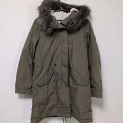 UNIQLO ユニクロ ファー付きフードジャケット オリーブグリーンライナー付き
