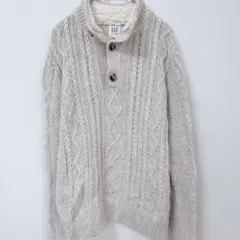 GAP KIDS 暖かボア首元 ケーブル編みニット セーター グレー 160cm
