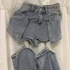 アシンメトリックデザイン ショートパンツ