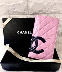 【美品 レア品】限定1品 <ピンク> 人気商品☆シャネル カンボンライン 長財布