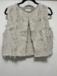 MYSA&LIINAフリンジ加工 ベージュ ベスト FREE