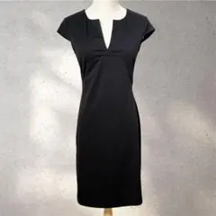 【ABODY】Mサイズ/ワンピース/黒/大人シック/オープンフロントネック/半袖