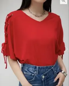 新品タグ付 AZUL BY MOUSSY ショルダーレースアップカットトップス