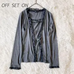 オフセットオン フリル 長袖カットソー カーディガン風 リボン（M） ストレッチ