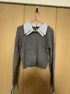 dazzlin 襟付き ケーブルニット 長袖 グレーのサムネイル