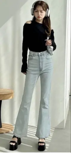 GAL フリージアハイウエストフレアデニムパンツ cu522