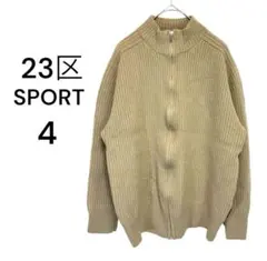 23区SPORT　ニット　フルジップジャケット　長袖　リブニット　ベージュ　4